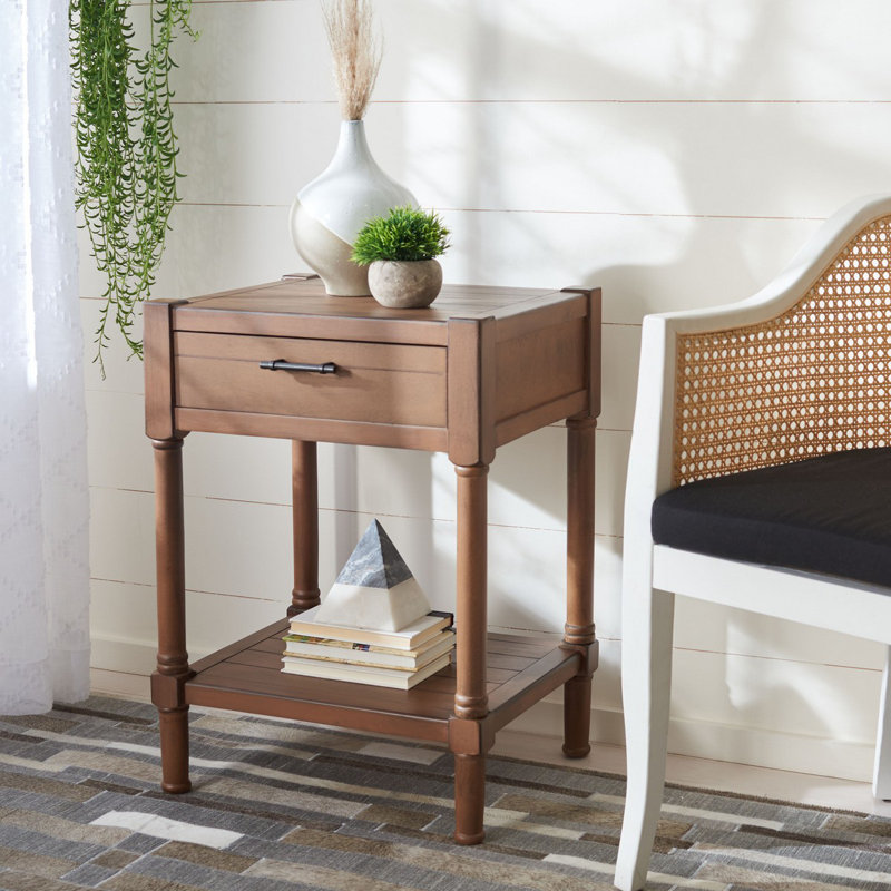 Theresa End Table with Storage Sand Stable Color Brown